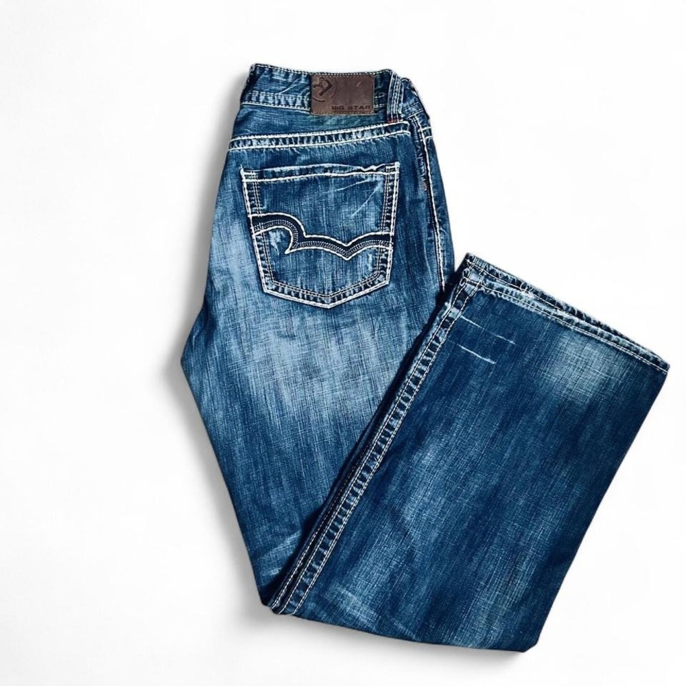 Men's Big Star Jeans 36L EUC Denim Blue Jean distressed Buckle Tall